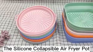 Air Fryer Pad Reusable Silicone Liner Non-Stick Food Safe Baking Tray Foldable Collapsible Basket Pot for Air Fryer Oven Accessories Microwave Dishwasher Safe