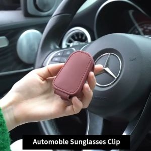 Universal Car Sunglasses Holder Clip Magnetic PU Leather Car Glasses Hanger Clip Sun Visor Sunglasses Ticker Card Clip