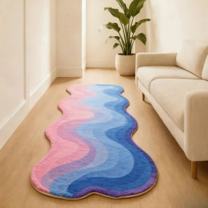 VIKAMA Irregular Gradient Wave Rug Soft Warm and Non-Slip Bedside Mat for Bedroom Living Room Sofa Rug Home Decor
