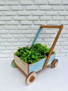 รถเข็นสำหรับแต่งสวน กระเช้ารถเข็น กระถางต้นไม้ทรงรถเข็น รถเข็นไม้ ขนาดเล็ก ล้อหมุนได้