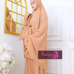 Mukena Khadijah Dewasa Crinkle Air flow/Mukena Dagu Syari Premium/Mukena travelling anti kusut
