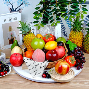 โมเดลผลไม้ปลอม ผลไม้พลาสติก สำหรับตกแต่งบ้าน ตู้ครัว อุปกรณ์ประดับดอกไม้ปลอม ลูกแพร์ส้ม มะม่วง แอปเปิ้ล แตงโม เลmony ชุดผลไม้ ของตกแต่งสำหรับห้องน้ำและห้องนอน