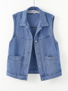 Plus Size Denim Vest Women 2024 Spring & Fall New Arrival Wide Sleeveless Outwear Loose Versatile Pocket Vest Outer Tops Women