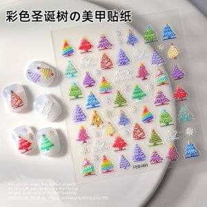 Christmas Themed 3D Embossed Nail Art Stickers Santa Claus Decoration Snowflake Christmas Tree Design Long Lasting Beauty Tools
