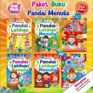 Paket 6 Buku Pandai Latihan Menulis 1a 1b 2a 2b + Menulis Huruf Besar & Kecil TAH