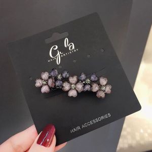 Korean Style Alloy Hairpins Fresh out Fashion Top Clip Spring Loaded One Word Flower Design Elegantly Simple Hair Accessories