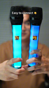 KOORFLY KF-U1 Wireless Microphones UHF Dual Karaoke Microphone System with Rechargeable Receiver Cordless Dynamic Mic Kit for Singing Wedding DJ Party Speech