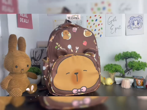 Madora Tas Ransel Anak Sekolah PAUD TK SD Anti Air Glow In The Dark Motif Hewan Capybara Lucu
