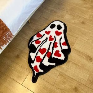 VIKAMA Halloween Ghost Alien Doormat Non Slip Plush Rug Absorbent Bathroom Floor Mat Living Room Bedroom Home Decor