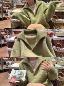 Casual Warm V-neck Soft Green Sweater
