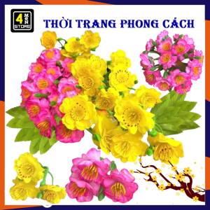 Bịch 40 Hoa Mai  Hoa Đào Giả Trang Trí Tết Kèm Kẽm - Bông Hoa Nhựa Trang Trí Nhà Cửa Ngày Tết / Hoa Trang Trí  Hoa Mai  Hoa Đào Nhựa Decor Cây Cảnh Đẹp Mắt