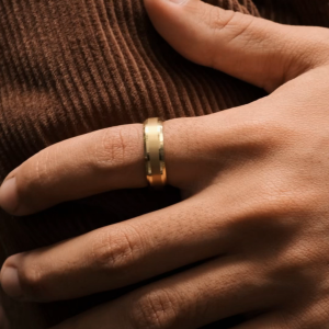 Racabel Vulken Gold Ring - Cincin Tungsten Pria Emas Anti Karat