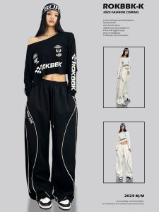 ROKBBK-K/Rokbbk-K Hip Hop Trendy Stylish Minimalist Hiphop Jazz Dance Sports Pants Female Loose Casual Pants