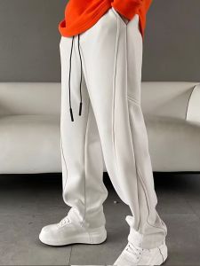 กางเกงขายาวทรงตรงหลวมๆ ยืดหยุ่นได้หลากหลายสไตล์สำหรับผู้ชายและผู้หญิง ทรงฮาราจูกุ กางเกงขายาวทรงตรง ทรงหลวม ทรงหลวม ทรงหลวม