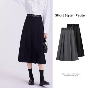 YINLIANHU | Gray Office-Style Pleated Skirt 70cm