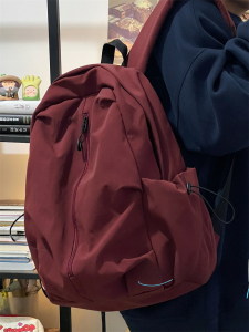 Retro Nylon Double Shoulder Bag for Men and Women Pure Color Medium Size Soft Japan and South Korea Style Zipper Closure