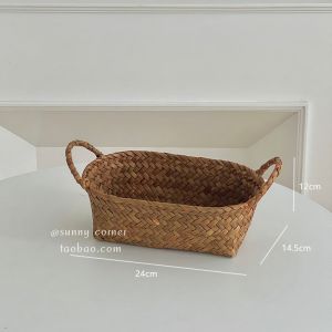 Japanese Style Wicker Storage Basket Snack Dish Miscellaneous Item Organizer Bedroom Universal Space Vine Material Basket