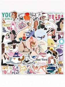 50 Pcs Yoga Fitness Outdoor Sports Stickers Waterproof Bicycle Water Cup Window Display Decorative Notebook Helmet Insulation Cup
