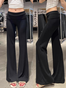 Black High Waist Bell Bottom Sports Pants Womens Summer Thin New Style Straight Leg Sweatpants Wide Leg Flared Pants