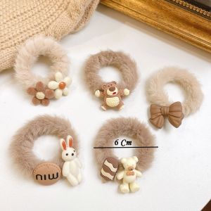 IKat Rambut Motif Coklat Bulu Halus Fashion Lucu Wanita Korea Anak Perempuan Gelang KCR 13