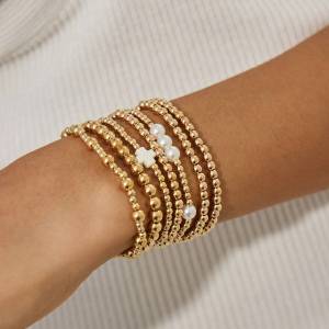 Ingemark 7 Styles Goth Acrylic Imitation Pearl Elastic Chain Bracelets for Women Boho Stacked Strand Beads Bangle Couple Jewelry