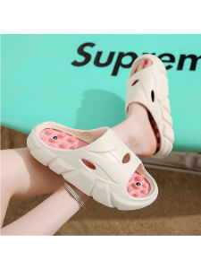 Trendy Anti-Slip Foot Massage Slippers Womens Summer Leisure Style round Head Thick Bottom Rubber Sole Foot Reflexology Sandals