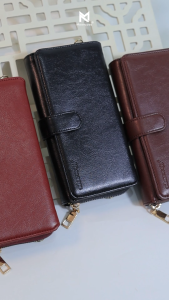 Dompet Panjang Lipat Zanneta selempang Bahan sintetis Leather