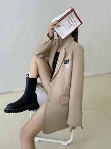 Áo Khoác Vest Nữ Dáng Rộng Thời Trang Xuân Thu Thiết Kế Cao Cấp Màu Trơn Cổ Vest Tay Dài Khóa Đơn Phong Cách Công Sở