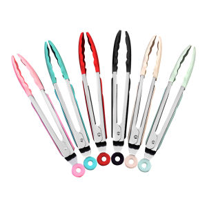 Silicone Food Tongs BBQ Grilling Tong Kitchen Cooking Salad Bread Serving Tong Non-Stick Barbecue Clip Clamp Stainless Steel Too