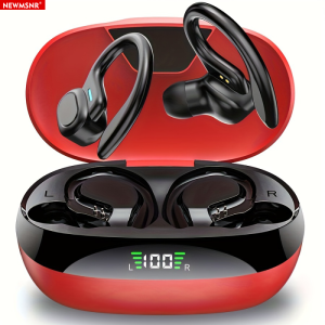 หูฟังจอแสดงผล LED บนหูหูฟังลดเสียงรบกวน Deep Bass กีฬา Gamer ชุดหูฟังไร้สายบลูทูธกันน้ําพร้อมไมโครโฟน HD