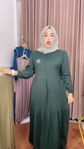Qyara Store Fashion Dress Wanita Aurel Polos Bahan Rayon Twill Premium Terlaris Gamis Wanita Aurel Polos Resleting Busui Rayon Twill Premium Ukuran MLXLXXL Jumbo Terbaru