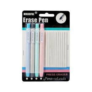 Press Type Pencil Eraser Card Set with 10 Replacement Core Automatic Pen Eraser Error Correction Tool Office School Supplies