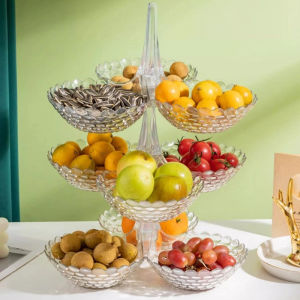 Stylish Multi-layer Fruit Tray Acrylic Storage Decoration Trays Stackable Candy Dried Fruit Tray
