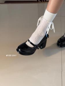 YesDay French Style Sweet round Head High Heel Mary Jane Shoes Versatile for Skirts Womens Shoes Comfortable Autumn New Arrival