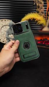 Ốp Điện Thoại Da PU Retro Cho iPhone Thiết Kế Logo Nổi Bật Có Chân Đế Chống Sốc Tương Thích Với Nhiều Mẫu Máy