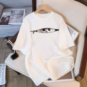 XINDADANG | Cute Cat Print Summer Design Slim Fit Cotton Short Sleeve T-shirt