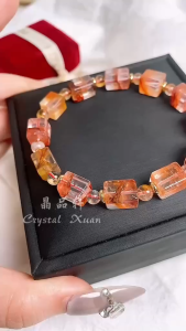 【 现货】💰红胶花方块手串 Red Hematoid Crystal