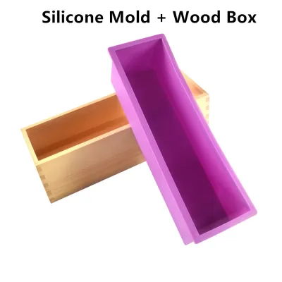 Silicone Soap Mold Flexible Rectangular Loaf Mold with Wood Box Soaps Making