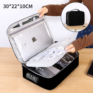 Locking Tech Organizer Bag - Anti-Theft Storage Case with Password Protection for iPad Laptop Cables & USB Drives