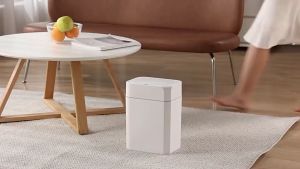 Emily ถังขยะอัตโนมัติ16L ในห้องน้ํา มินอมอล ถังขยะเซนเซอร์ ในห้องน้ำในครัวห้องนั่งเล่น ถังขยะสีขาว