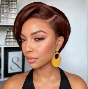 Short Pixie Cut Bob Wig Pixi Transparent 13X4 Lace Frontal Wavy Human Hair Wigs For Women Highlight Lace Wig PrePlucked Hairline