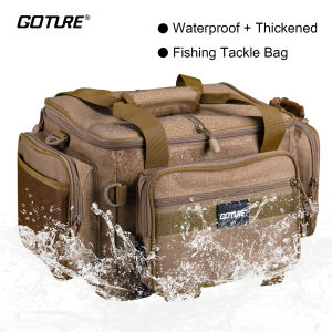 Goture Waterproof 600D Fishing Tackle Bag Thickened Large Capacity Camping Shoulder Bags Fishing Gear Storage Bag Gifts for Men