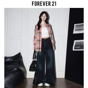 Forever 21 Vintage High Waist Loose Wide Leg Blue Jeans Women Summer American Style Slimming Straight Long Pants