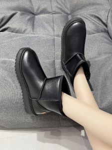 Giày Bốt Đi Tuyết Mùa Đông Đế Dày Chống Trượt Ấm Áp Cho Cặp Đôi Ngoài Trời Thường Ngày PU Lót Lông Cừu Cao Su Đế Dày