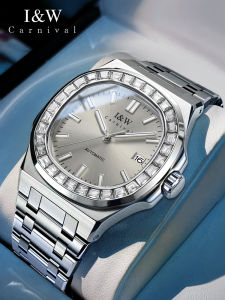 Switzerland I&W CARNIVAL New SEIKO Movement Automatic Mechanical Watch Sapphire Calendar Luminous Waterproof 43mm Big Dial Watches for Men