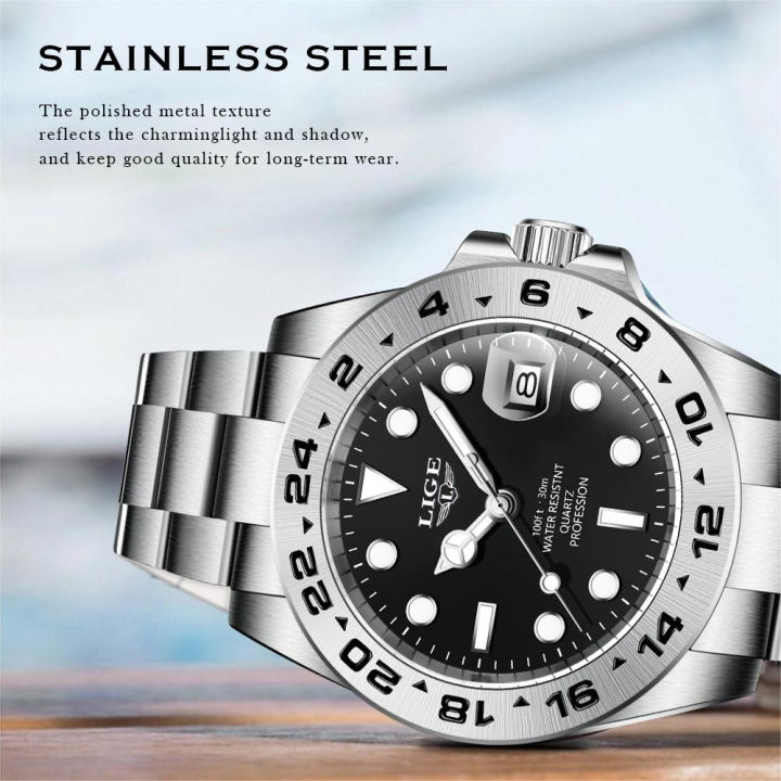 LIGE 2021 Simple Fashion men's watch Waterproof Luminous