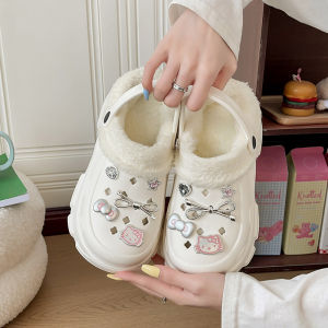 Giày Đế Bằng Lót Lông Cừu Dễ Thương Cho Trẻ Em Giày Đế Bằng Ngoài Trời Mùa Đông Cho Bé Gái Giày Đế Bằng Cotton Chống Trượt Ấm Áp