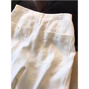 Elegant White Linen Wide Leg Straight Pants Women Summer New Style Slouchy Slimming Drapey Casual Cotton-Linen Trousers