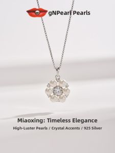 Dumpling-shaped Freshwater Pearl Necklace 925 Sterling Silver Pendant 4-5mm