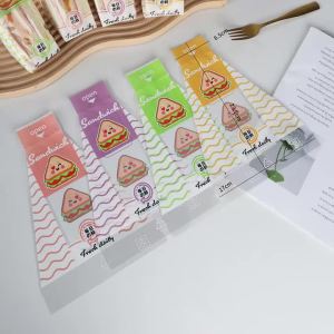 (Ce14)100pc Of Sandwich Wrappers Bakery Special Disposable Easy To Tear Transparent Triangle Cake Baking Bread Packaging Bag